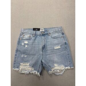 Umgee NWT Womens 30 Denim Shorts Ripped Distressed Cut Off Frayed Hem Light Wash